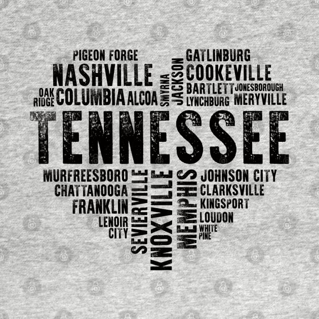 Tennessee Heart Love Knoxville Nashville Memphis Cookeville Gatlinburg Loudon Chattanooga Kingsport Johnson City by BoogieCreates
